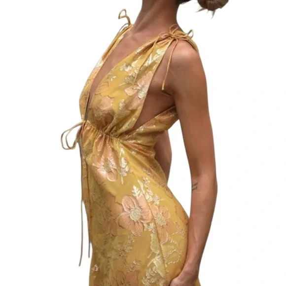 Rumored Paradise Midi Dress Golden Hour Medium New with Tags - Picture 3 of 16